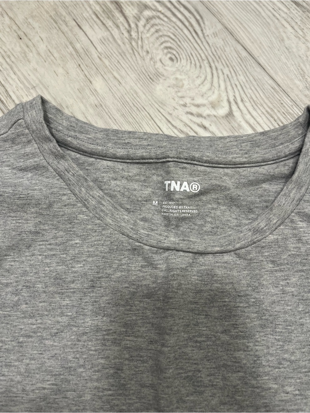 TNA Aritzia Heather Gray Crew Neck  Crop Tee